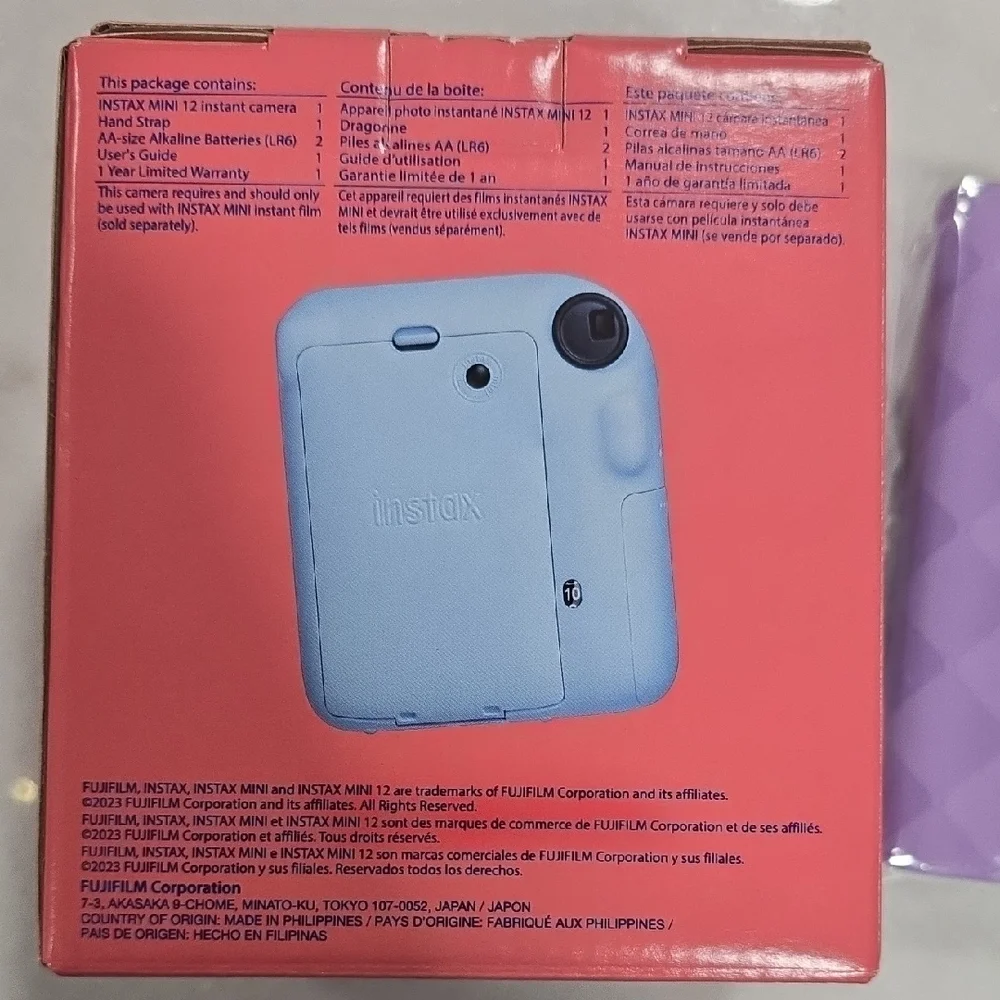 Fujifilm Instax Mini 12 in Blue with Quilted Purple Photobook Brand NEW IN BOX